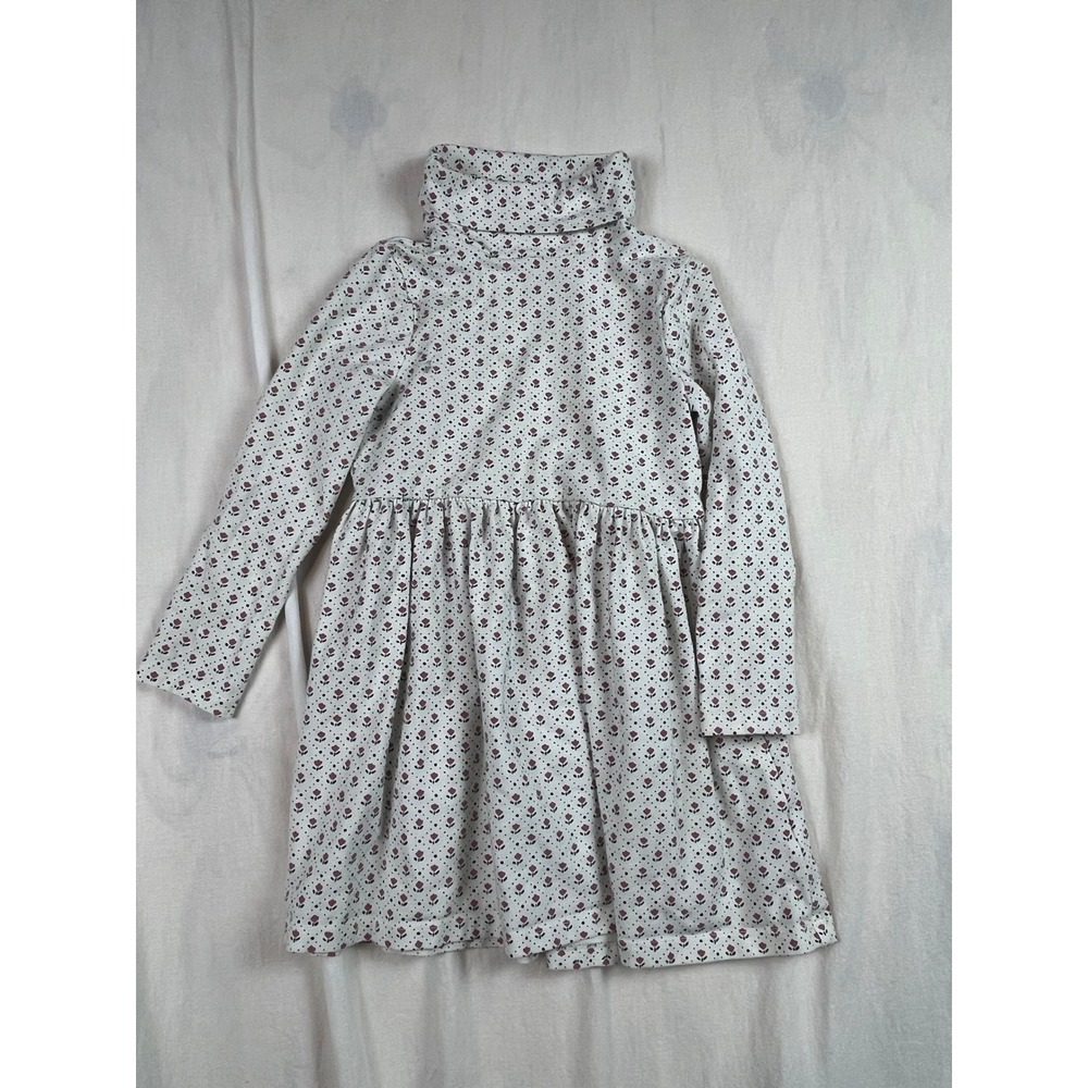 Crewcuts Girls XS White Floral‎ Turtleneck Long Sleeve Dress Pink Navy Dot 0772